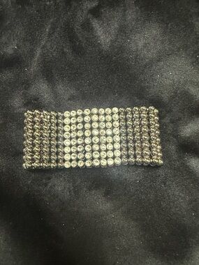 Rhinestone Stretch Bracelet - Silver and Smoky Gray